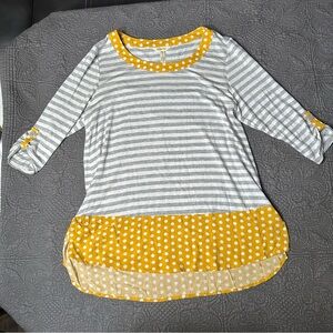 Matilda Jane Gray and Yellow Polka Dot Top Size S